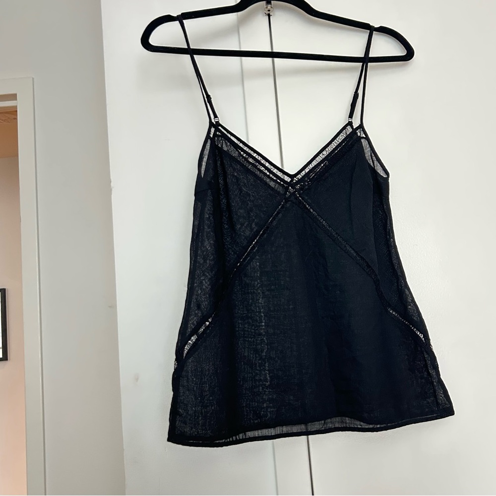 Tocca Black Lace-Trim Spaghetti Strap Camisole